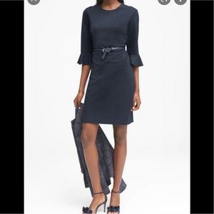 Elegant Banana Republic Navy flutter sleeve ponte sheath dress 4 worn once